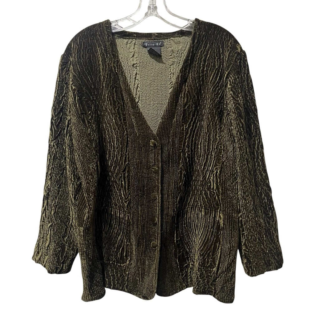 Tally Ho jacket Dark Green V Neck Size XL Soft Buttons